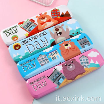 Pencil Case Kids School Metal Logo personalizzato carino per ragazze